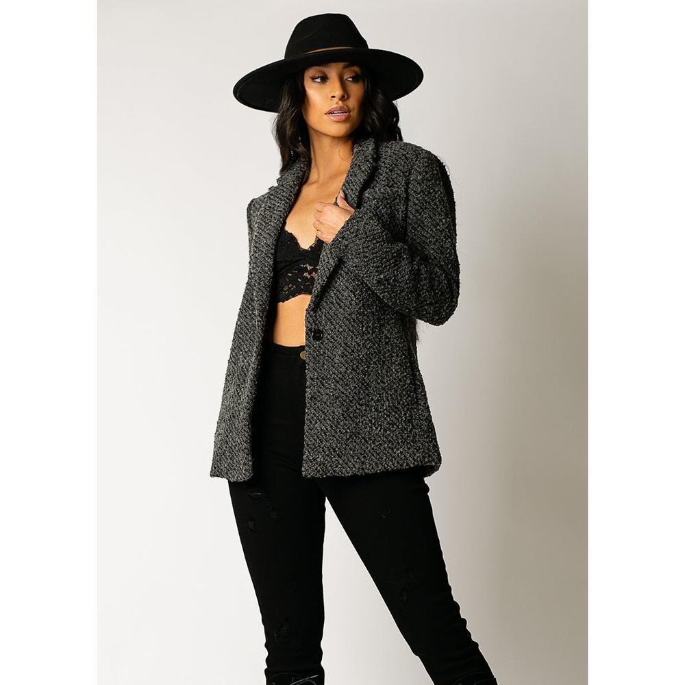 Joyfolie Mia Joy Louve Blazer in Charcoal Black Women’s Size XS